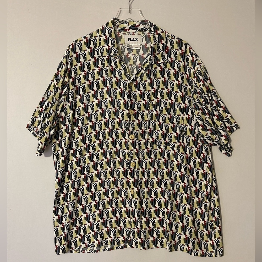 FLAX Oversized Rayon Shirt Graphic Print‎ M